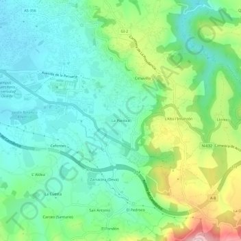 La Pontica topographic map, elevation, terrain