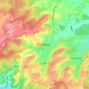 Habergy topographic map, elevation, terrain
