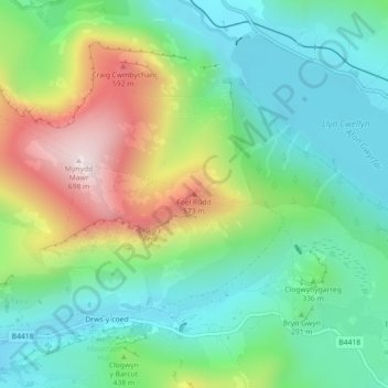 Foel Rûdd topographic map, elevation, terrain
