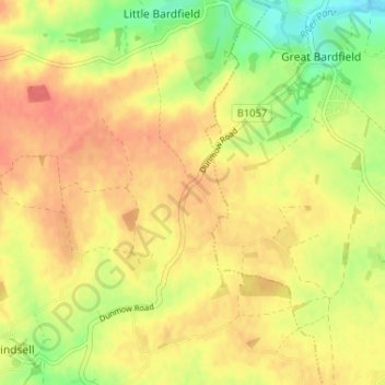 Oxen End topographic map, elevation, terrain