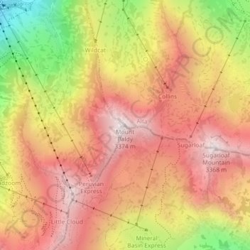 Mount Baldy topographic map, elevation, terrain