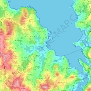 Sada topographic map, elevation, terrain