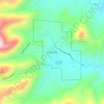 Johnsondale topographic map, elevation, terrain