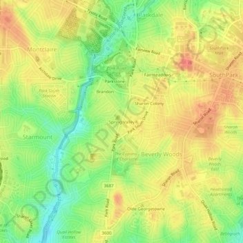 Spring Valley topographic map, elevation, terrain