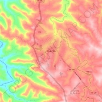 Realeza topographic map, elevation, terrain