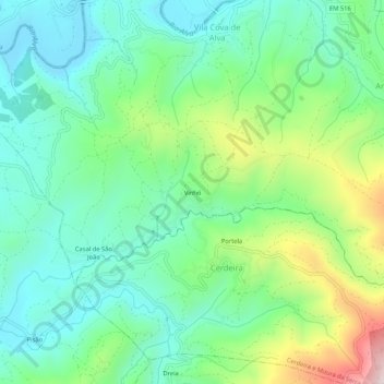 Vinhó topographic map, elevation, terrain