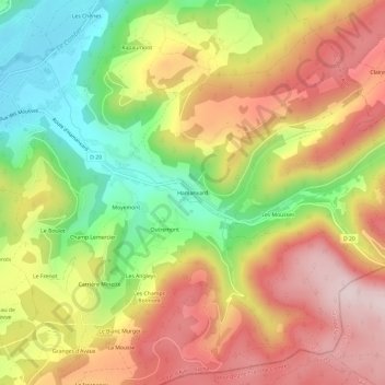 Hamanxard topographic map, elevation, terrain