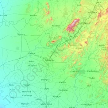 Banās Kāntha topographic map, elevation, terrain