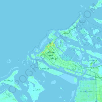 Abu Dhabi topographic map, elevation, terrain