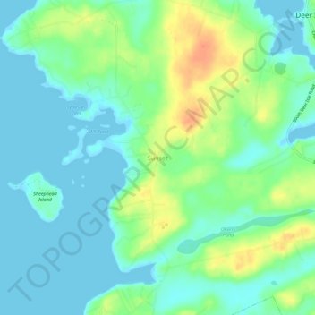 Sunset topographic map, elevation, terrain