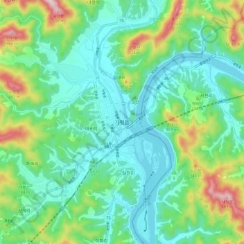 Gapyeong-eup topographic map, elevation, terrain