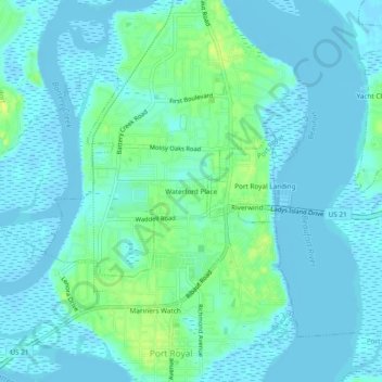 Waterford Place topographic map, elevation, terrain