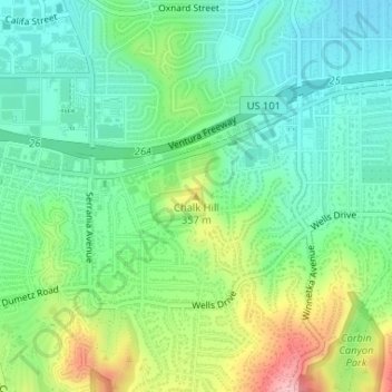 Chalk Hill topographic map, elevation, terrain