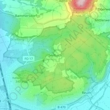 Serlbach topographic map, elevation, terrain