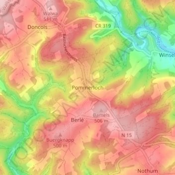 Pommerloch topographic map, elevation, terrain