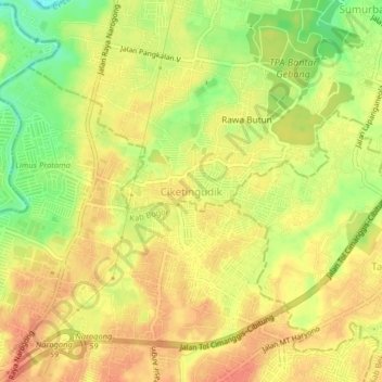 Ciketingudik topographic map, elevation, terrain