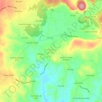 Santiago da Guarda topographic map, elevation, terrain