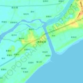 塘尾街道 topographic map, elevation, terrain