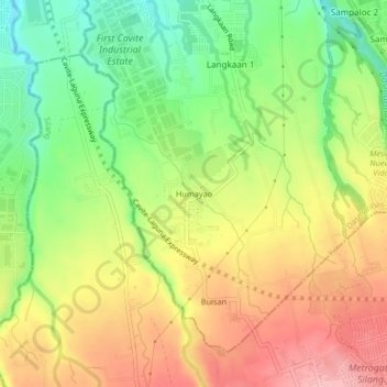 Humayao topographic map, elevation, terrain