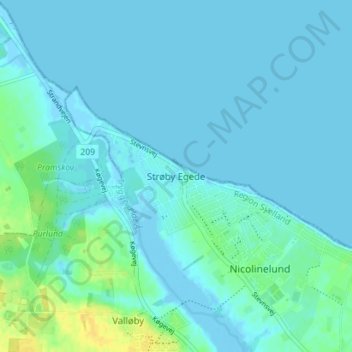 Strøby Egede topographic map, elevation, terrain