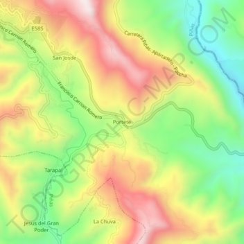 Portete topographic map, elevation, terrain