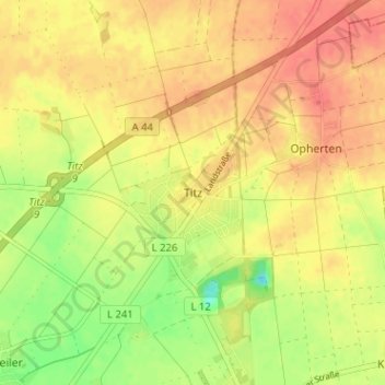 Titz topographic map, elevation, terrain