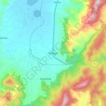 Bonga topographic map, elevation, terrain