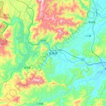 乳源县 topographic map, elevation, terrain