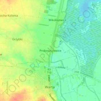 Proboszczowice topographic map, elevation, terrain
