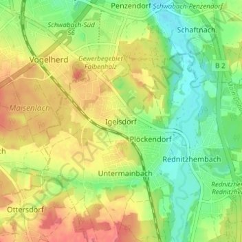 Igelsdorf topographic map, elevation, terrain