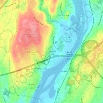Oronoque topographic map, elevation, terrain