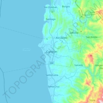 Candon topographic map, elevation, terrain