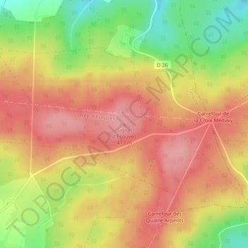 Signal d'Ecouves topographic map, elevation, terrain