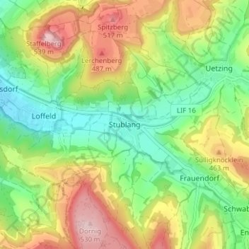 Stublang topographic map, elevation, terrain