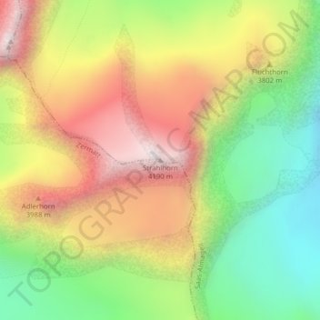 Strahlhorn topographic map, elevation, terrain