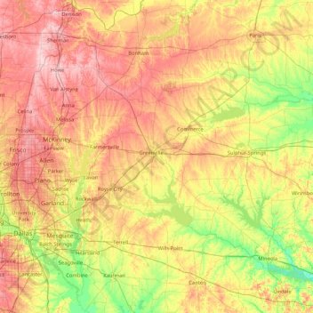 Hunt topographic map, elevation, terrain