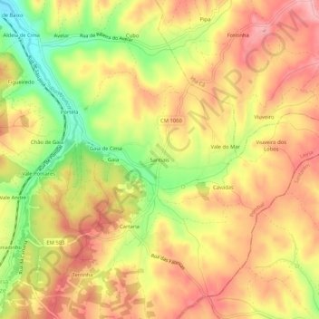 Santiais topographic map, elevation, terrain