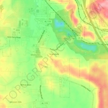 Scottsdale topographic map, elevation, terrain