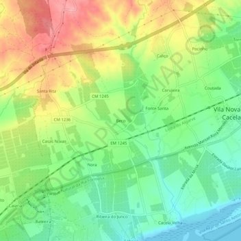 Beco topographic map, elevation, terrain