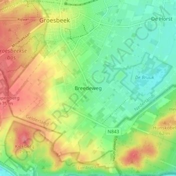 Breedeweg topographic map, elevation, terrain