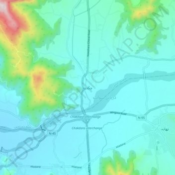 Chakdara topographic map, elevation, terrain