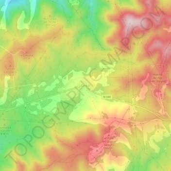 Ordal topographic map, elevation, terrain
