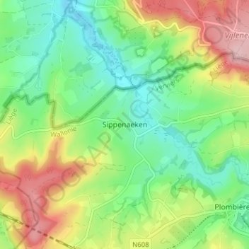 Sippenaeken topographic map, elevation, terrain