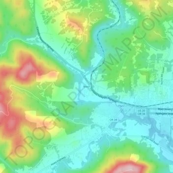 Noon topographic map, elevation, terrain