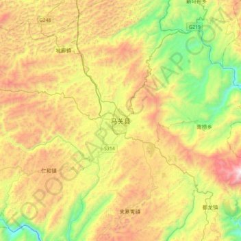 Maguan topographic map, elevation, terrain