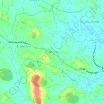 Nellikuzhi topographic map, elevation, terrain