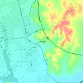 Wulanhada topographic map, elevation, terrain