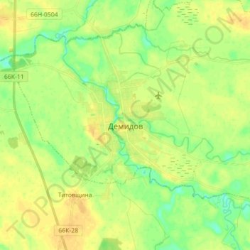 Демидов topographic map, elevation, terrain