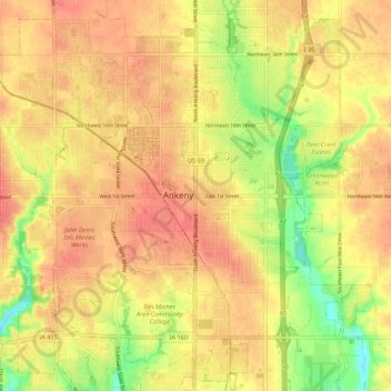 Ankeny topographic map, elevation, terrain