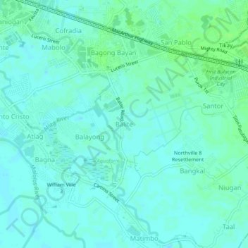 Balite topographic map, elevation, terrain